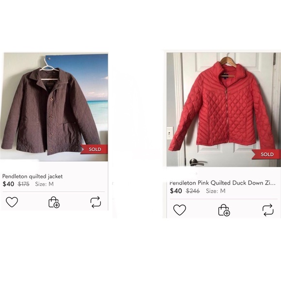 Green teal Puffer  Pendleton diamond quilted jacket Sz Sm Zip front NWOT - Picture 9 of 9